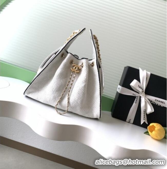 Top Grade Chanel 25 Small Hobo Handbag in Braided Raffia AS5293 White 2026