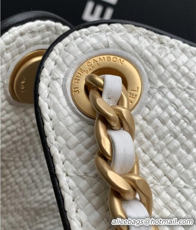 Top Grade Chanel 25 Small Hobo Handbag in Braided Raffia AS5293 White 2026