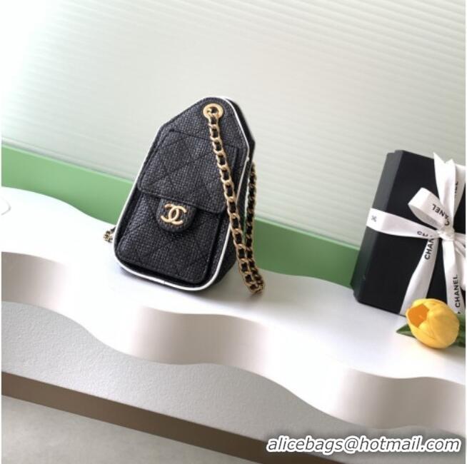 Luxury Discount Chanel 25 Mini Hobo Handbag in Braided Raffia AS5631 Black 2026