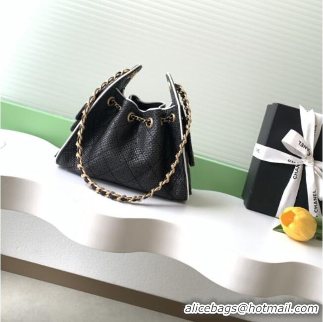 Luxury Discount Chanel 25 Mini Hobo Handbag in Braided Raffia AS5631 Black 2026