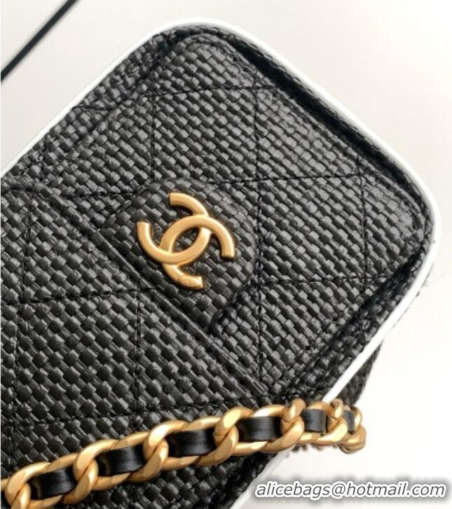 Luxury Discount Chanel 25 Mini Hobo Handbag in Braided Raffia AS5631 Black 2026
