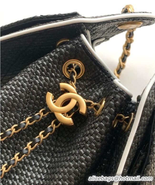 Luxury Discount Chanel 25 Mini Hobo Handbag in Braided Raffia AS5631 Black 2026