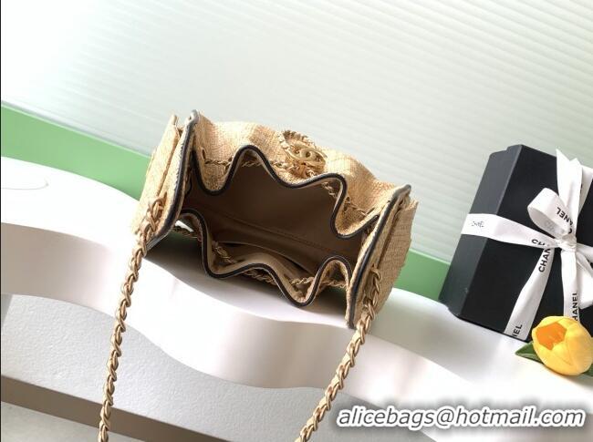 Luxury Cheap Chanel 25 Mini Hobo Handbag in Braided Raffia AS5631 Beige 2026