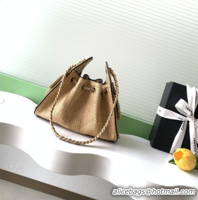 Luxury Cheap Chanel 25 Mini Hobo Handbag in Braided Raffia AS5631 Beige 2026