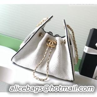 Best Product Chanel 25 Mini Hobo Handbag in Braided Raffia AS5631 White 2026