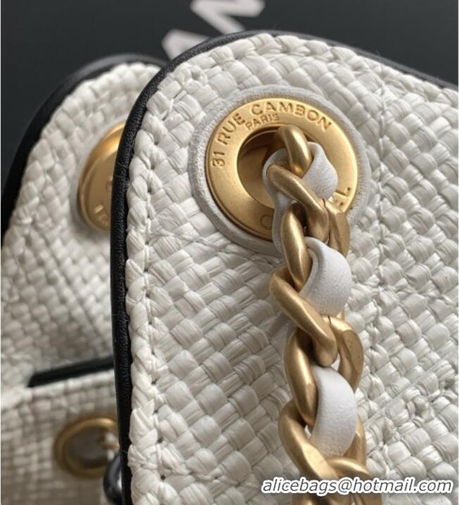 Best Product Chanel 25 Mini Hobo Handbag in Braided Raffia AS5631 White 2026