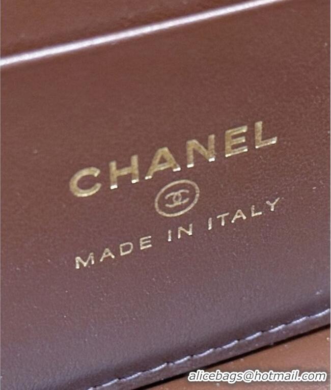 Luxury Discount Chanel Grained Shiny Calfskin Vanity Case with Top Handle AP4936 Reddish Brown 2026 Top Quality