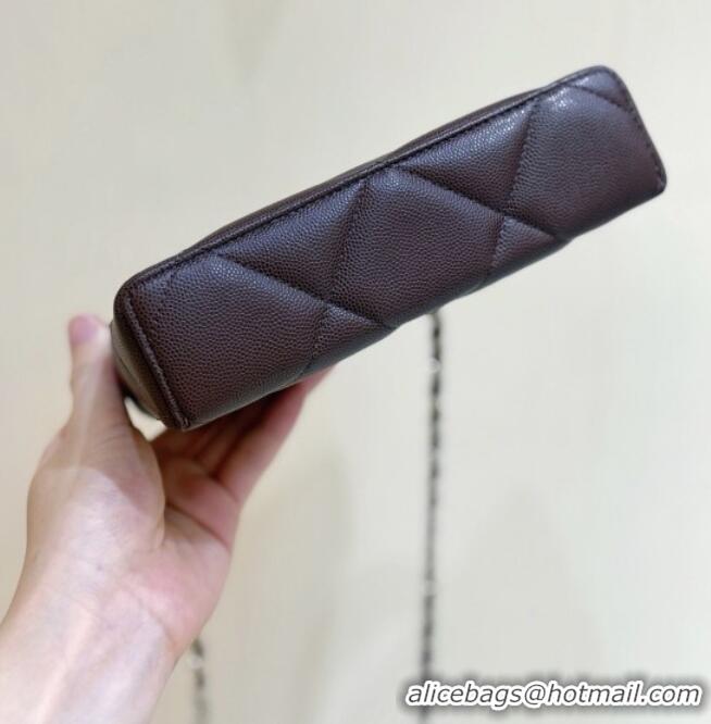 Luxury Discount Chanel Grained Shiny Calfskin Vanity Case with Top Handle AP4936 Reddish Brown 2026 Top Quality