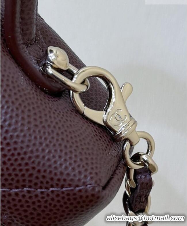 Luxury Discount Chanel Grained Shiny Calfskin Vanity Case with Top Handle AP4936 Reddish Brown 2026 Top Quality