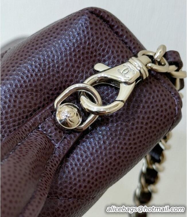 Luxury Discount Chanel Grained Shiny Calfskin Vanity Case with Top Handle AP4936 Reddish Brown 2026 Top Quality