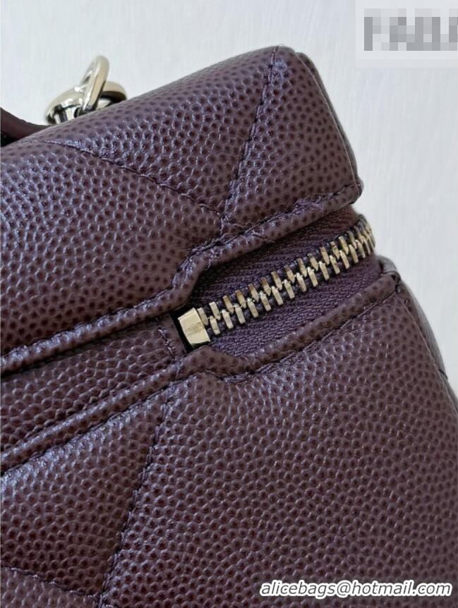 Luxury Discount Chanel Grained Shiny Calfskin Vanity Case with Top Handle AP4936 Reddish Brown 2026 Top Quality