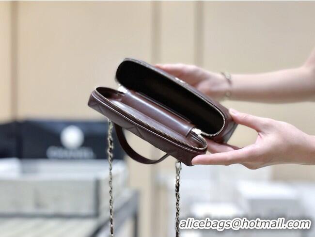 Luxury Discount Chanel Grained Shiny Calfskin Vanity Case with Top Handle AP4936 Reddish Brown 2026 Top Quality