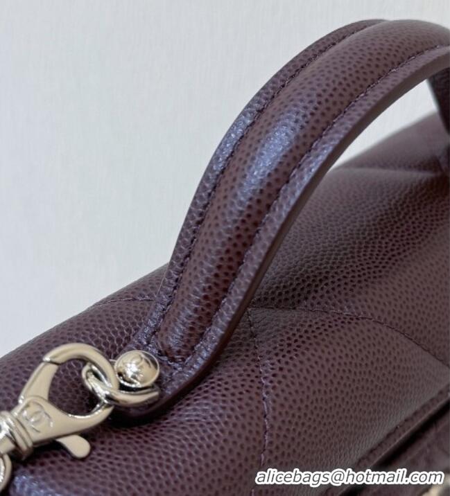 Luxury Discount Chanel Grained Shiny Calfskin Vanity Case with Top Handle AP4936 Reddish Brown 2026 Top Quality