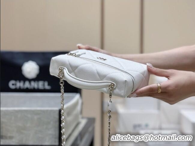 Luxury Cheap Chanel Grained Shiny Calfskin Vanity Case with Top Handle AP4936 White 2026 Top Quality