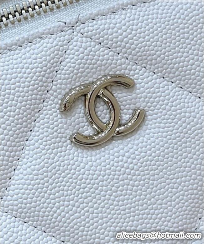 Luxury Cheap Chanel Grained Shiny Calfskin Vanity Case with Top Handle AP4936 White 2026 Top Quality