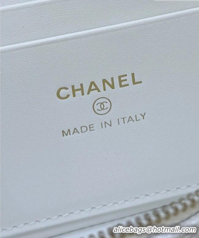 Luxury Cheap Chanel Grained Shiny Calfskin Vanity Case with Top Handle AP4936 White 2026 Top Quality