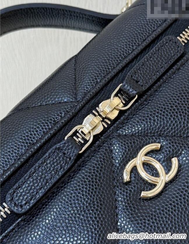 Luxury Cheap Chanel Grained Shiny Calfskin Vanity Case with Top Handle AP4936 Black 2026 Top Quality