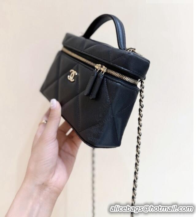 Luxury Cheap Chanel Grained Shiny Calfskin Vanity Case with Top Handle AP4936 Black 2026 Top Quality
