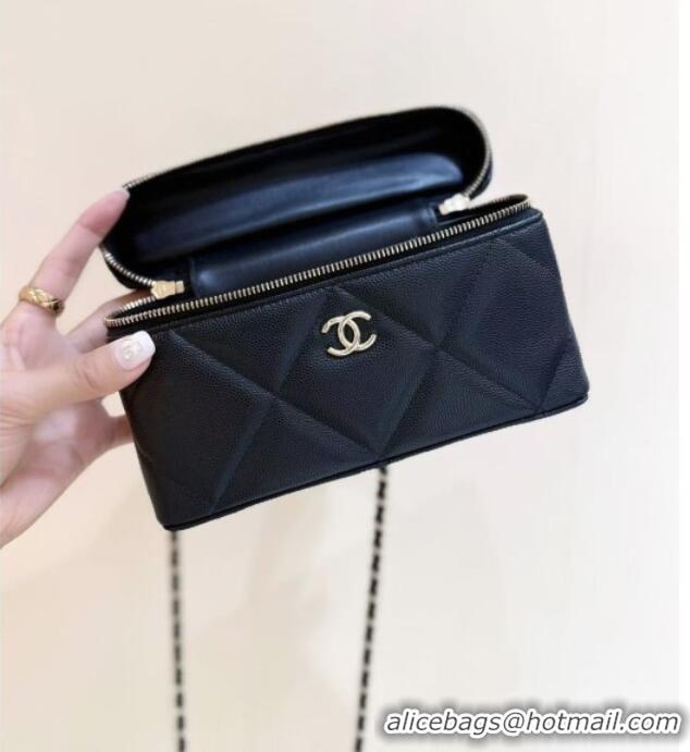 Luxury Cheap Chanel Grained Shiny Calfskin Vanity Case with Top Handle AP4936 Black 2026 Top Quality