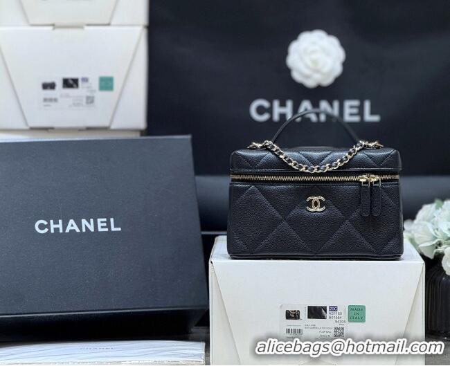 Luxury Cheap Chanel Grained Shiny Calfskin Vanity Case with Top Handle AP4936 Black 2026 Top Quality