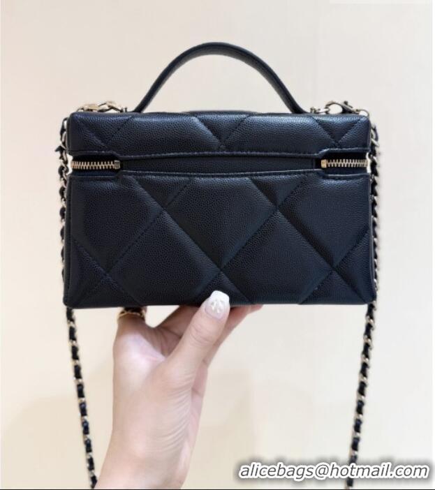 Luxury Cheap Chanel Grained Shiny Calfskin Vanity Case with Top Handle AP4936 Black 2026 Top Quality