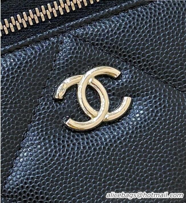 Luxury Cheap Chanel Grained Shiny Calfskin Vanity Case with Top Handle AP4936 Black 2026 Top Quality