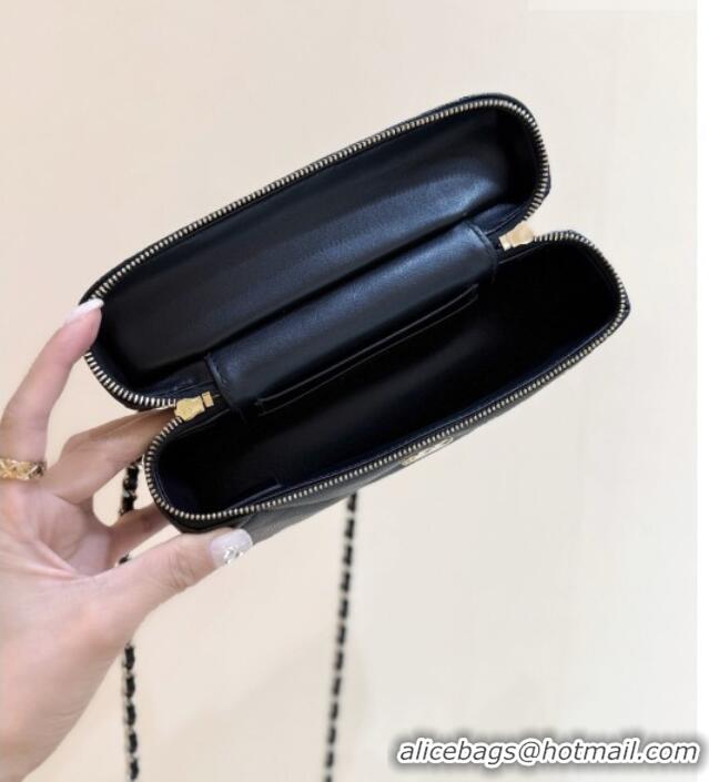 Luxury Cheap Chanel Grained Shiny Calfskin Vanity Case with Top Handle AP4936 Black 2026 Top Quality