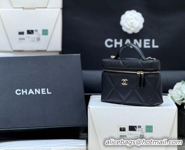 Luxury Cheap Chanel Grained Shiny Calfskin Vanity Case with Top Handle AP4936 Black 2026 Top Quality