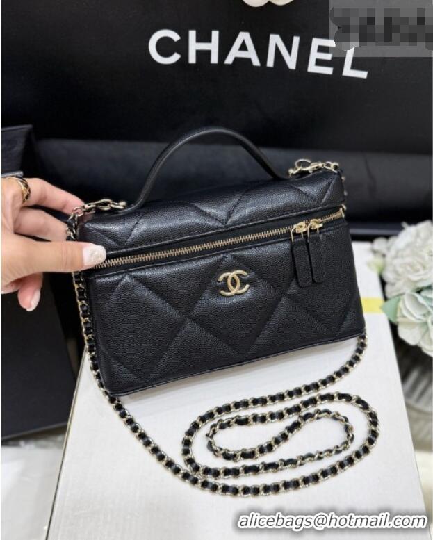 Luxury Cheap Chanel Grained Shiny Calfskin Vanity Case with Top Handle AP4936 Black 2026 Top Quality