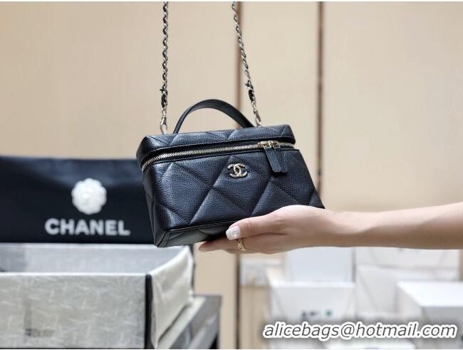Luxury Cheap Chanel Grained Shiny Calfskin Vanity Case with Top Handle AP4936 Black 2026 Top Quality