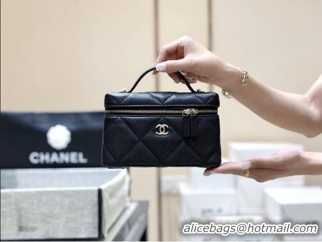 Luxury Cheap Chanel Grained Shiny Calfskin Vanity Case with Top Handle AP4936 Black 2026 Top Quality
