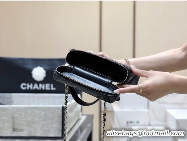 Luxury Cheap Chanel Grained Shiny Calfskin Vanity Case with Top Handle AP4936 Black 2026 Top Quality