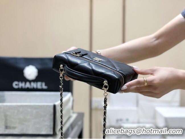 Luxury Cheap Chanel Grained Shiny Calfskin Vanity Case with Top Handle AP4936 Black 2026 Top Quality