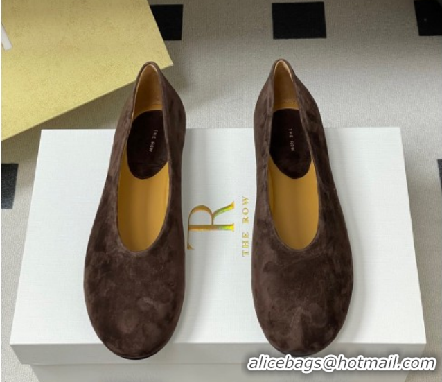 Shop Duplicate The Row Suede Flat Loafers TR120803 Brown 2026