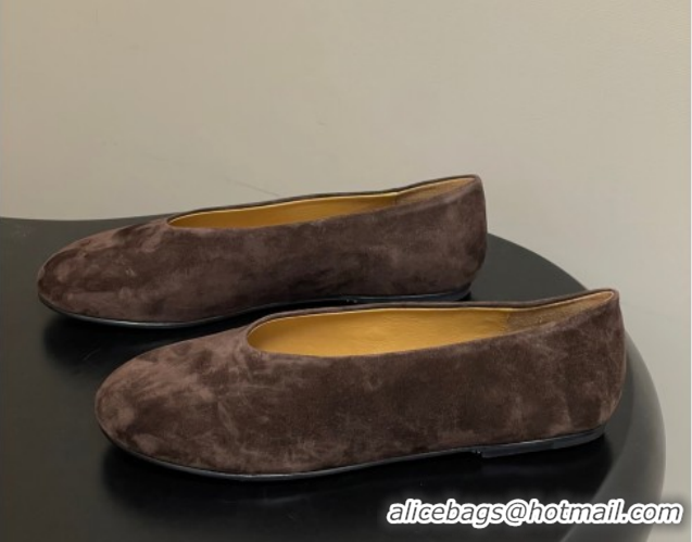 Shop Duplicate The Row Suede Flat Loafers TR120803 Brown 2026