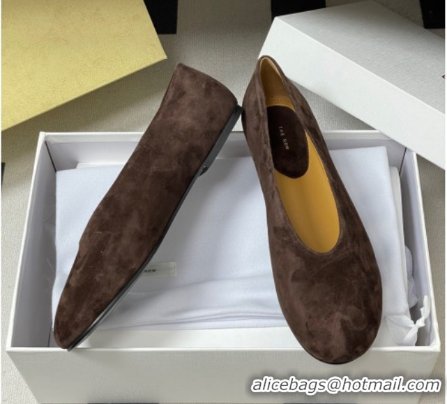 Shop Duplicate The Row Suede Flat Loafers TR120803 Brown 2026