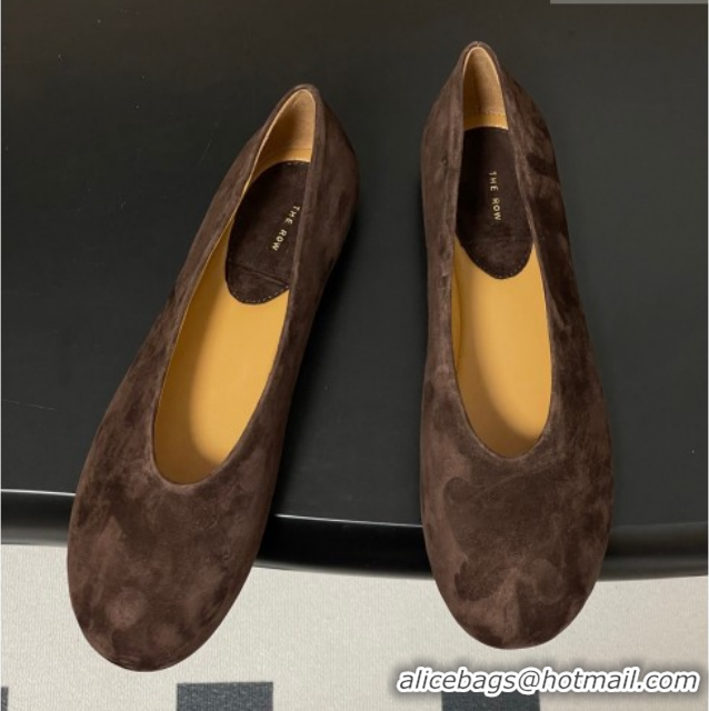 Shop Duplicate The Row Suede Flat Loafers TR120803 Brown 2026