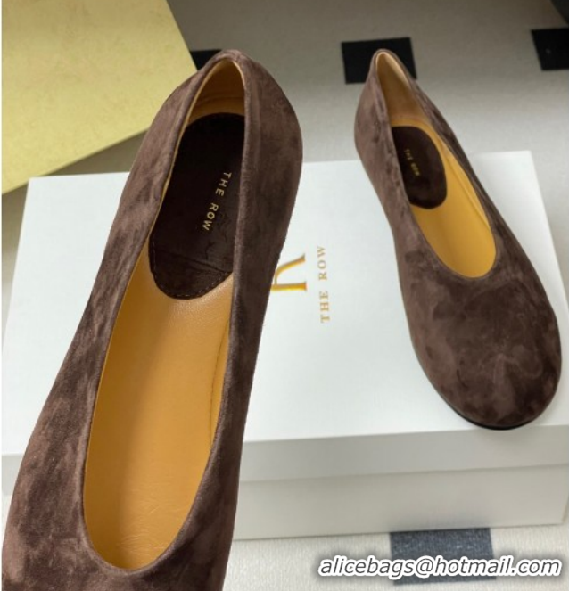 Shop Duplicate The Row Suede Flat Loafers TR120803 Brown 2026