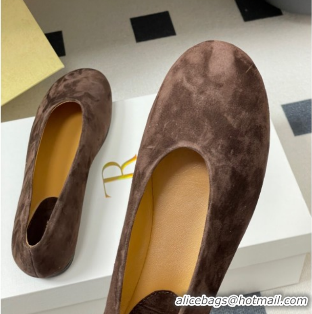 Shop Duplicate The Row Suede Flat Loafers TR120803 Brown 2026