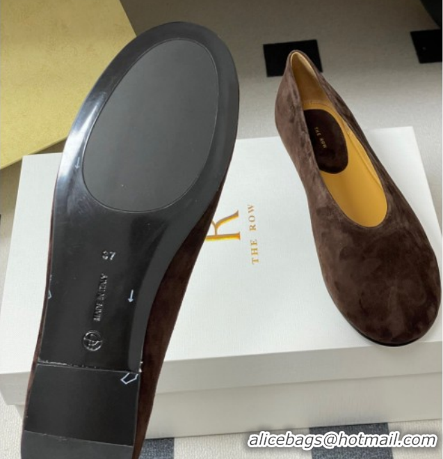 Shop Duplicate The Row Suede Flat Loafers TR120803 Brown 2026