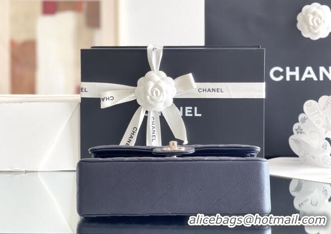 Luxury Discount Chanel Grained Calfskin Small Classic Flap Bag A01116 Deep Blue/Light Gold 2026 Original Quality