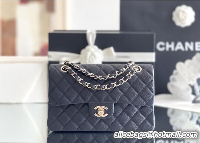 Luxury Discount Chanel Grained Calfskin Small Classic Flap Bag A01116 Deep Blue/Light Gold 2026 Original Quality