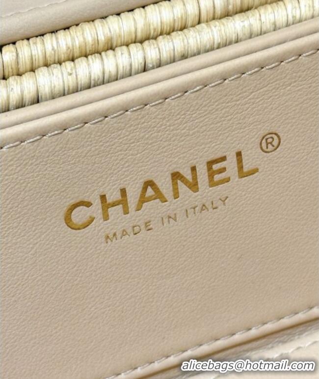 Promotional Chanel Vanity Case in Braided Rattan & Gold-Tone Metal AS5993 Beige Cruise 2025/26 Top Quality