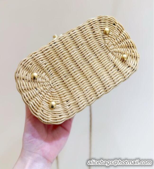 Promotional Chanel Vanity Case in Braided Rattan & Gold-Tone Metal AS5993 Beige Cruise 2025/26 Top Quality