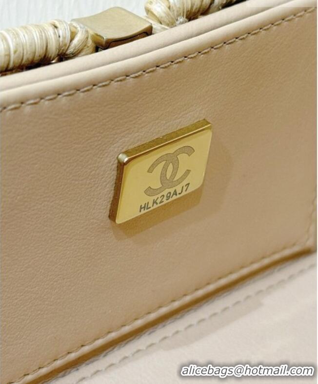 Promotional Chanel Vanity Case in Braided Rattan & Gold-Tone Metal AS5993 Beige Cruise 2025/26 Top Quality