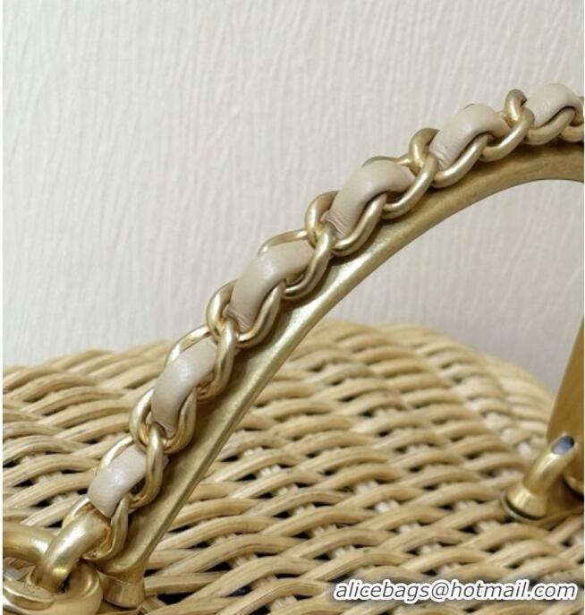 Promotional Chanel Vanity Case in Braided Rattan & Gold-Tone Metal AS5993 Beige Cruise 2025/26 Top Quality