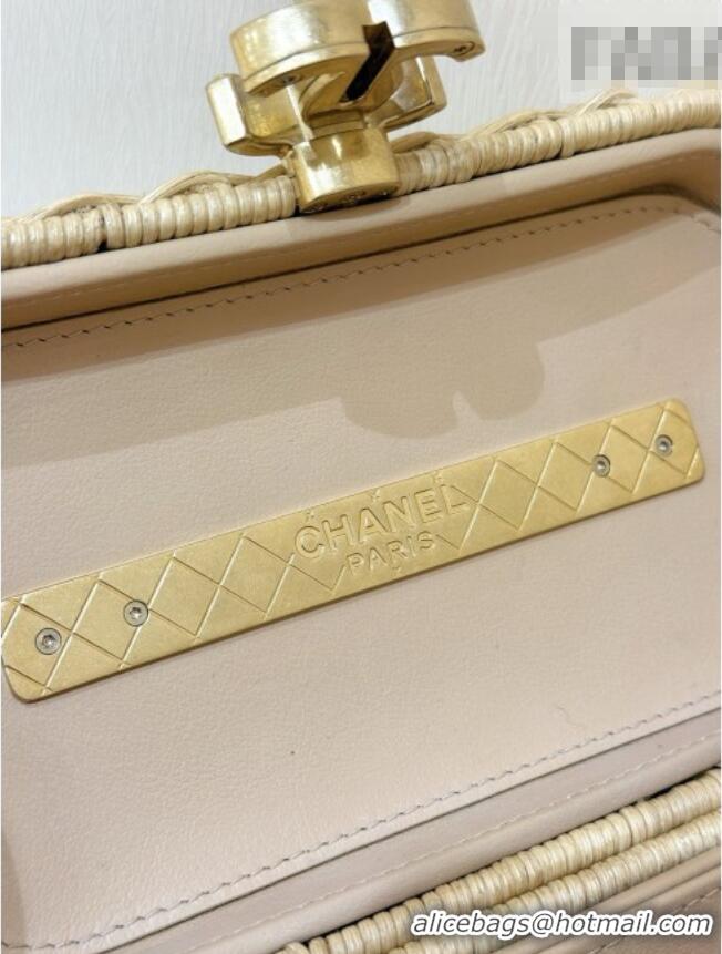 Promotional Chanel Vanity Case in Braided Rattan & Gold-Tone Metal AS5993 Beige Cruise 2025/26 Top Quality