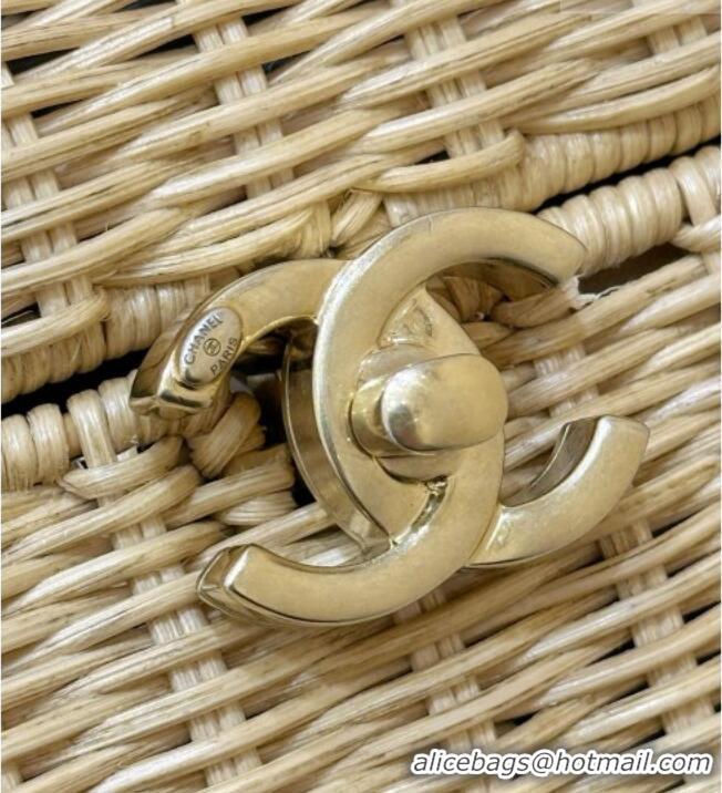 Promotional Chanel Vanity Case in Braided Rattan & Gold-Tone Metal AS5993 Beige Cruise 2025/26 Top Quality