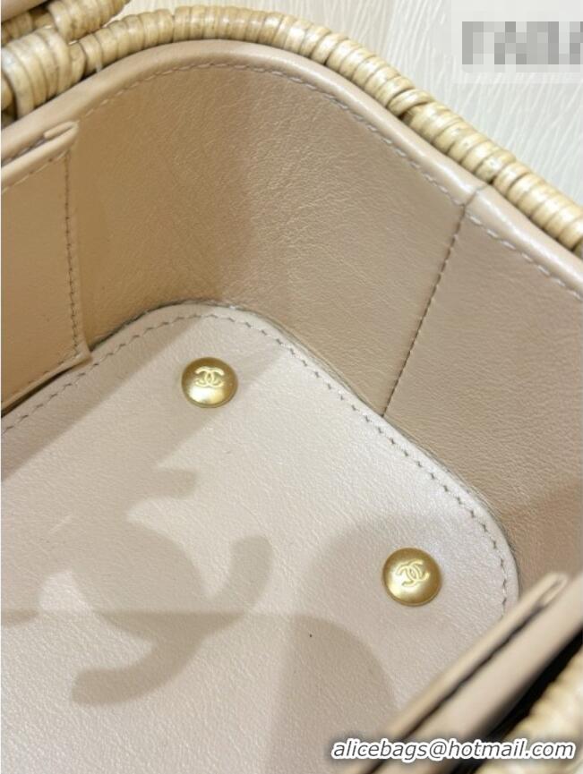 Promotional Chanel Vanity Case in Braided Rattan & Gold-Tone Metal AS5993 Beige Cruise 2025/26 Top Quality
