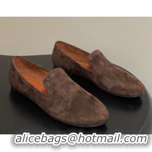 Pretty Style The Row Suede Flat Loafers TR120808 Dark Brown 2026